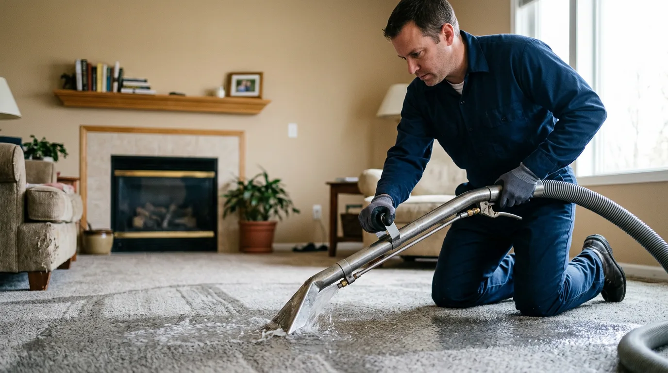 Water damage restoration technician working near Lutherville Timonium, MD